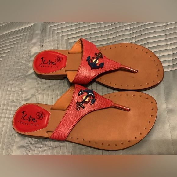 Juno red anchor Sandals size 9 - Picture 1 of 6